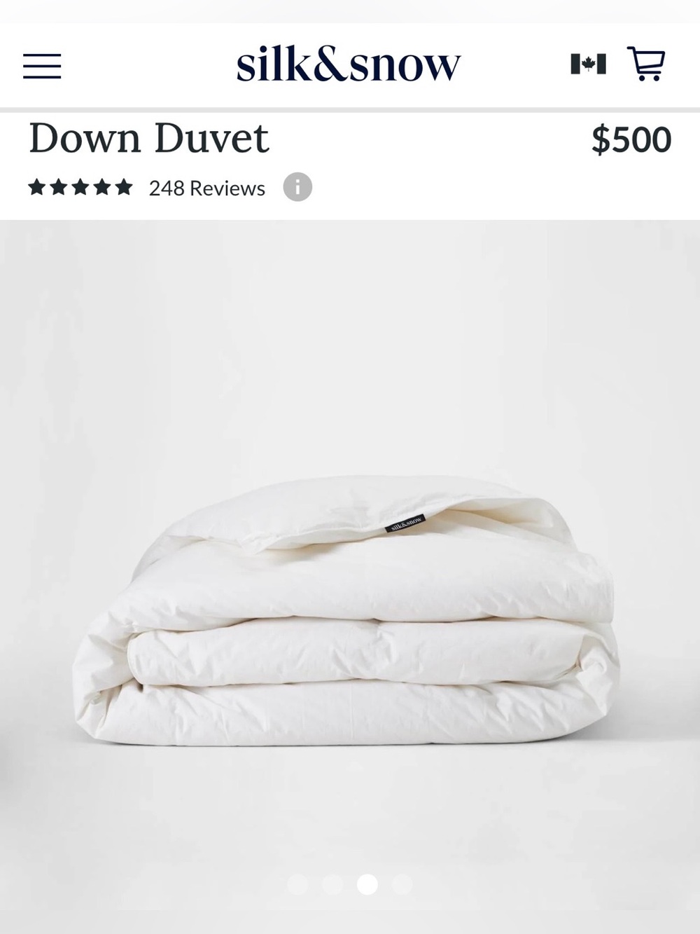 $565 Silk&Snow Down Duvet (Without Case*) King/Cal King - All Season